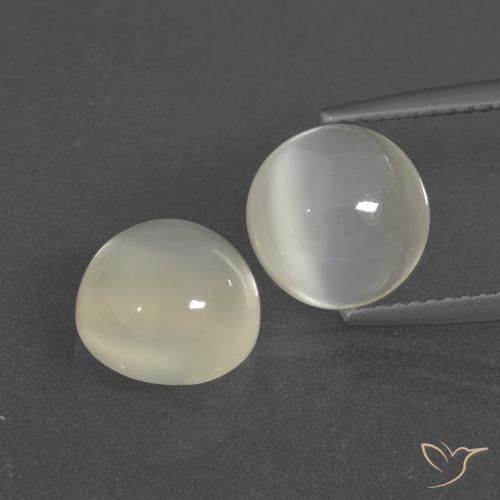 Pietra di luna bianca da 6,62 ct, taglio rotondo da 9,2 mm proveniente dall'India, Photo A