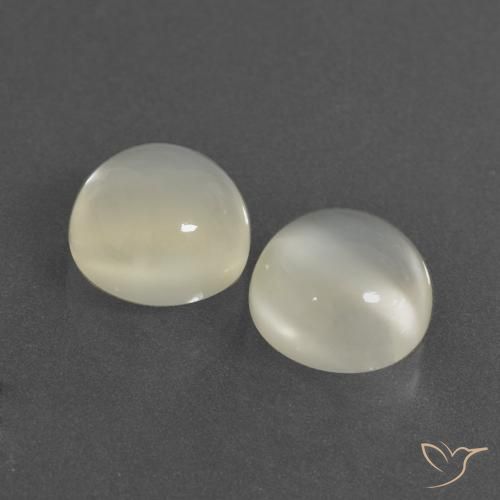 6.62 ctw White Moonstone Stones, Natural Moonstone in Round Cabochon Shape for Sale