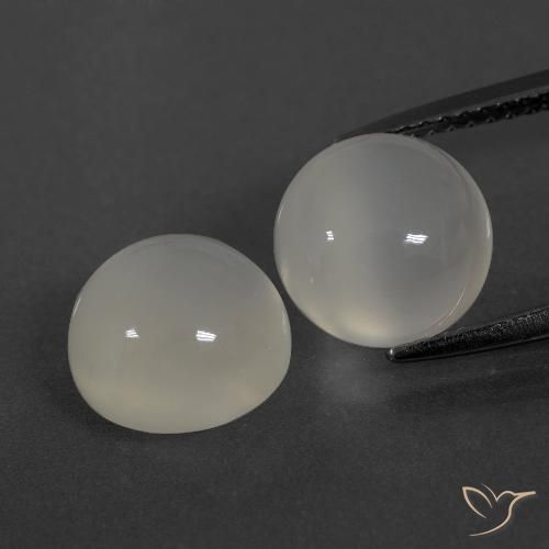 6.41 ct White Moonstone, 9 mm Round Cut From India, Photo A