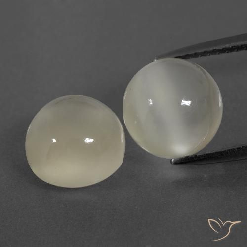 7.14 ct White Moonstone, 9.1 mm Round Cut From India, Photo A