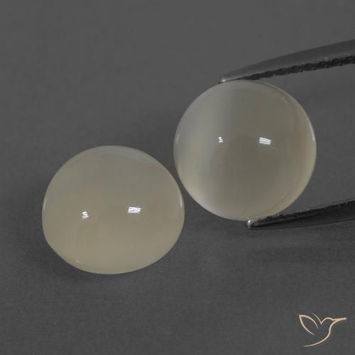 6.28 ct White Moonstone, 8.9 mm Round Cut From India, Photo A