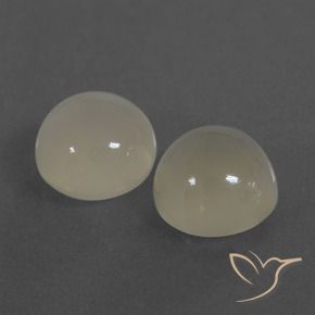 6.28 ctw White Moonstone Stones, Natural Moonstone in Round Cabochon Shape for Sale