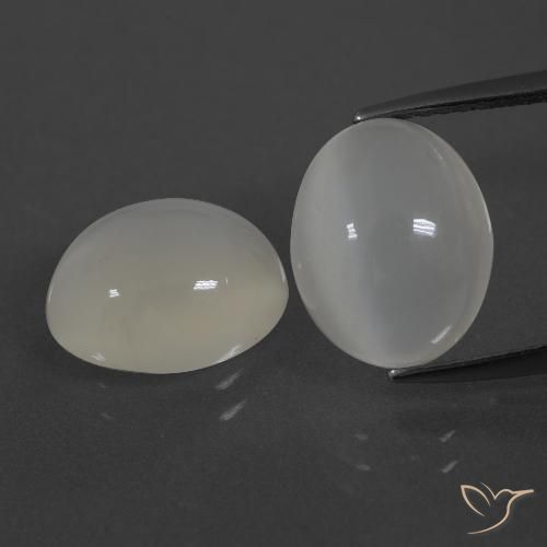 7.19 ct White Moonstone, 11.2 x 9 mm Oval Cut From India, Photo A