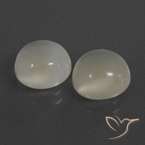 6.32 ctw White Moonstone Stones, Natural Moonstone in Round Cabochon Shape for Sale