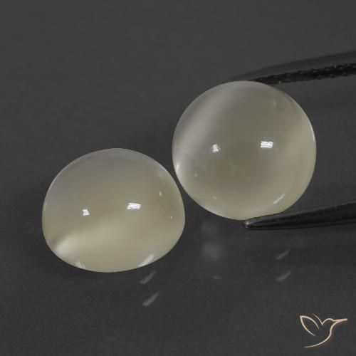 6.35 ct White Moonstone, 9.2 mm Round Cut From India, Photo A