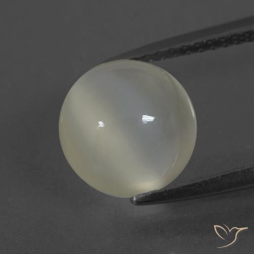 3.44 ct White Moonstone, 9.2 mm Round Cut From India, Photo A