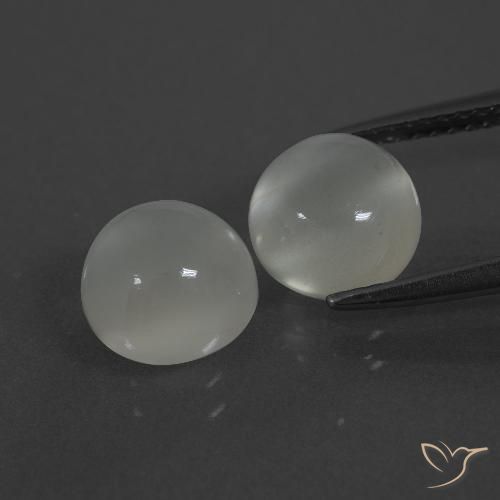 4.91 ct White Moonstone, 8.1 mm Round Cut From India, Photo A