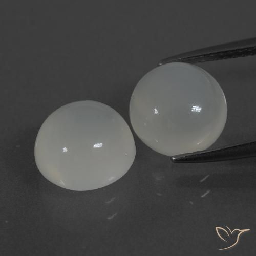 6.17 ct White Moonstone, 9.1 mm Round Cut From India, Photo A