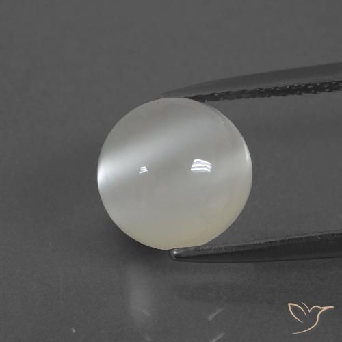 2.94 ct White Moonstone, 8.2 mm Round Cut From India, Photo A