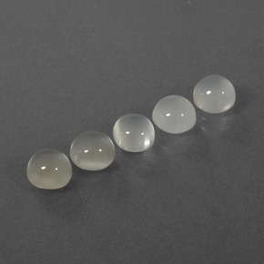 5.19 ctw White Moonstone Stones, Natural Moonstone in Round Cabochon Shape for Sale