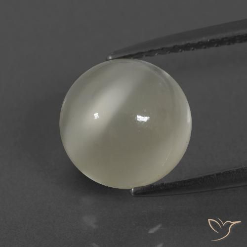 9.2mm Round White Moonstone from India, Weight of 2.95ct, Natural untreated Gemstone in Translucent Clarity, 1pc Round Cabochon Moonstone - Color: Warm White, Mohs Hardness of 6 - 6.5, Photo A