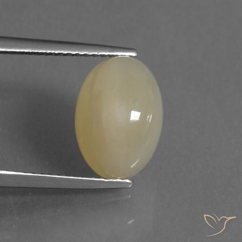 4.88ct Natural Light Yellow Moonstone, Oval, Translucent