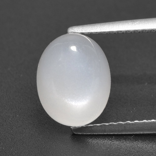 Translucent White Mondstein Edelstein - 3.4ct Oval Cabochon (ID: 460204)