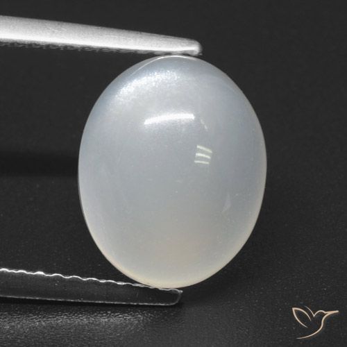 4.02 ct White Moonstone, 11.2 x 9 mm Oval Cut From India, Photo A