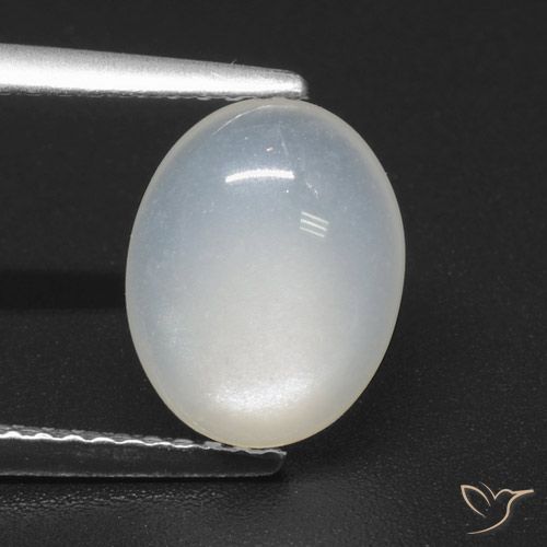Pierre de Lune Blanc oval cabochon 2,31 ct de l'Inde, dimension 9,9 x 7,8mm, pierre gemme naturelle Non traité, pureté Translucide, 1 pièce Pierre de Lune de couleur Blanc translucide, dureté Mohs de 6 à 6.5, Photo A