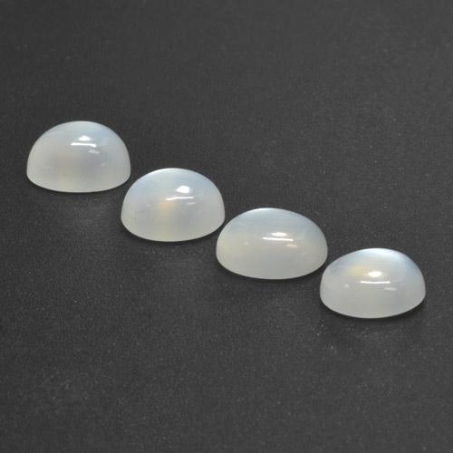5.90 ctw White Moonstone Gemstones, Moonstone Gems in Oval Cabochon Shape for Sale.