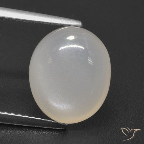 Cream White Лунный Камень Камень - 4.9ct Овал Кабошон (ID: 460574)