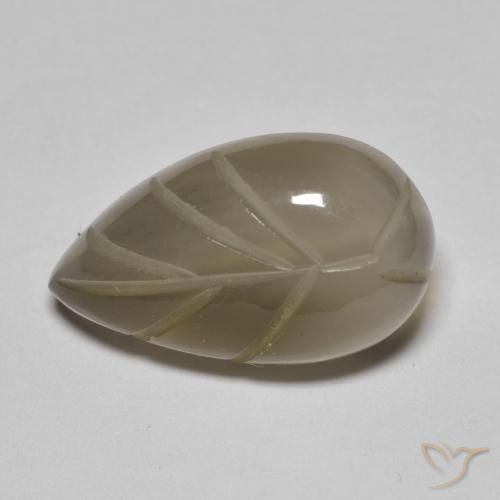 9.32 ct Brown Moonstone Stone, Natural Moonstone in Carved Leaf Shape for Sale
