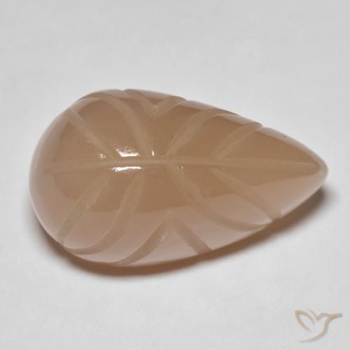 21.25 ct Orange Moonstone Stone, Natural Moonstone in Carved Leaf Shape for Sale