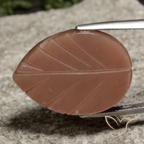 30.47 ct Brown Moonstone Stone, Natural Moonstone in Carved Leaf Shape for Sale