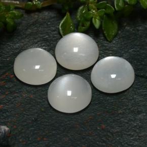 8.05 ctw White Moonstone Stones, Natural Moonstone in Round Cabochon Shape for Sale
