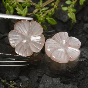 4.98 ctw Brown Moonstone Gemstones, Moonstone Gems in Carved Flower Shape for Sale.