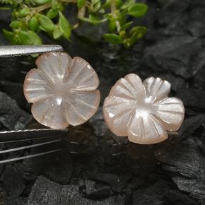 Very Light Brown Moonstone Gem - 1.8ct Carved Flower (ID: 485138)