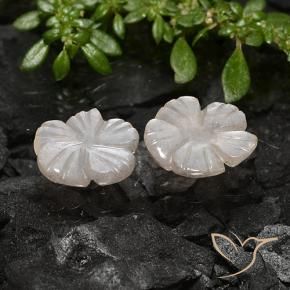 3.40 ctw Brown Moonstone Stones, Natural Moonstone in Carved Flower Shape for Sale
