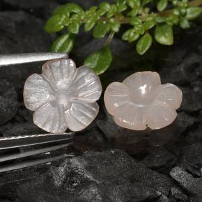 Very Light Brown Moonstone Gem - 1.6ct Carved Flower (ID: 485145)