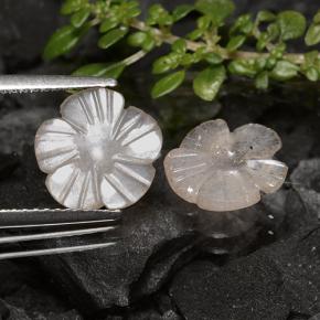 Very Light Brown Moonstone Gem - 1.4ct Carved Flower (ID: 485150)