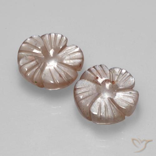 10.37 ctw Brown Moonstone Stones, Natural Moonstone in Carved Flower Shape for Sale