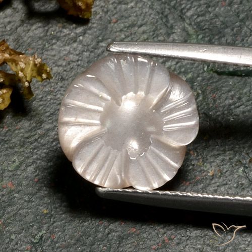 4.02ct Natural Light Caramel Brown Moonstone, Flower Cut, Translucent