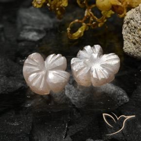 2.37 ctw Brown Moonstone Stones, Natural Moonstone in Carved Flower Shape for Sale