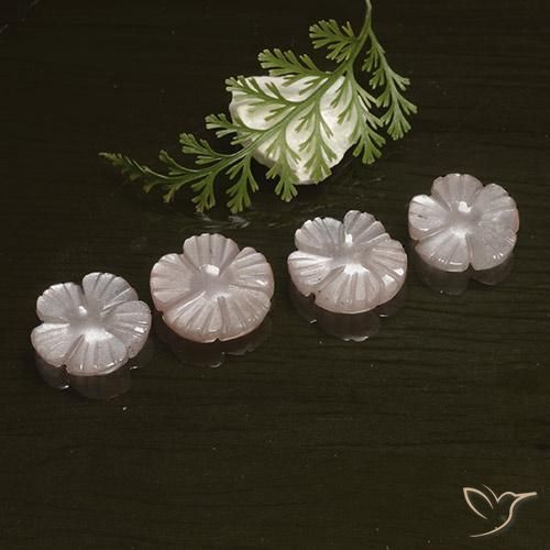 10.10 ctw Pink Moonstone Stones, Natural Moonstone in Carved Flower Shape for Sale