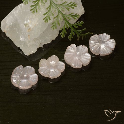 5.66ctw Natural Very Light Pink Moonstone, Flower Cut, Translucent