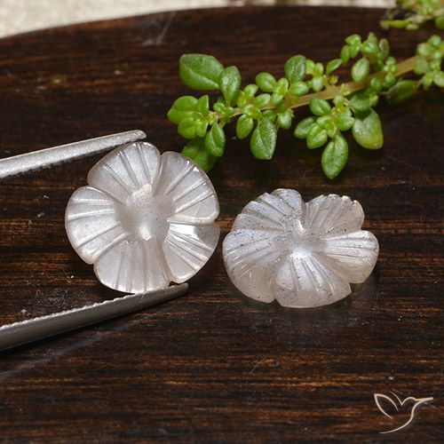 6.11ctw Natural Very Light Brown Moonstone, Flower Cut, Translucent