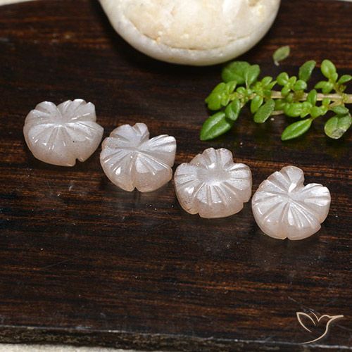 6.24ctw Natural Very Light Brown Moonstone, Flower Cut, Translucent