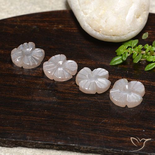 5.18ctw Natural Light Caramel Brown Moonstone, Flower Cut, Translucent