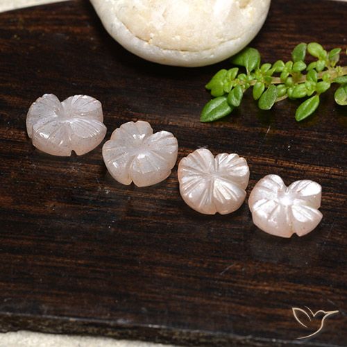 5.10ctw Natural Very Light Brown Moonstone, Flower Cut, Translucent