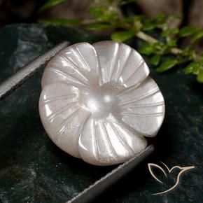 9.33 ct Brown Moonstone Stone, Natural Moonstone in Carved Flower Shape for Sale