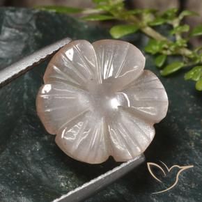 5.24 ct Brown Moonstone Stone, Natural Moonstone in Carved Flower Shape for Sale