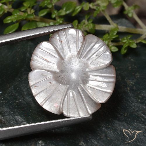 6.14ct Natural Very Light Pink Moonstone, Flower Cut, Translucent