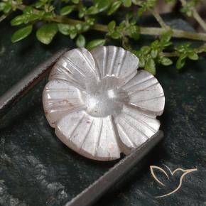 6.14 ct Pink Moonstone Stone, Natural Moonstone in Carved Flower Shape for Sale