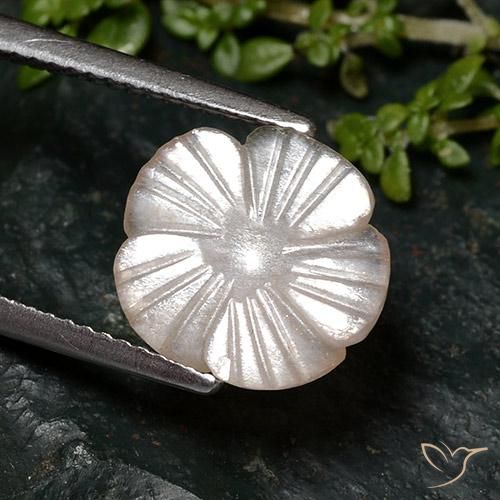 2.46 ct Brown Moonstone Stone, Natural Moonstone in Carved Flower Shape for Sale