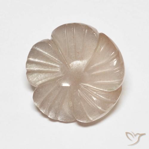 5.53ct Natural Light Caramel Brown Moonstone, Flower Cut, Translucent