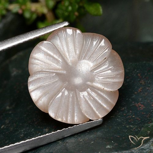 7.28ct Natural Peach Orange Moonstone, Flower Cut, Translucent