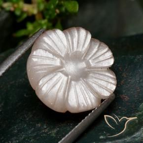 7.28 ct Orange Moonstone Stone, Natural Moonstone in Carved Flower Shape for Sale
