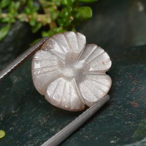 6.41 ct Orange Moonstone Stone, Natural Moonstone in Carved Flower Shape for Sale