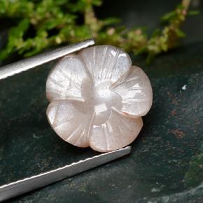 Peach Orange Moonstone Gem - 5.6ct Carved Flower (ID: 485330)