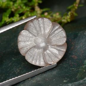 5.94 ct Orange Moonstone Gemstone, Moonstone Gem in Carved Flower Shape for Sale.